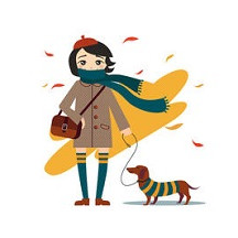 Een vrouw met een hond aan de lijn